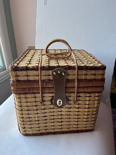 Vintage woven rattan picnic - vintage,