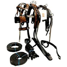 Black Antique Finishing Leather Driving harness for single horse cart