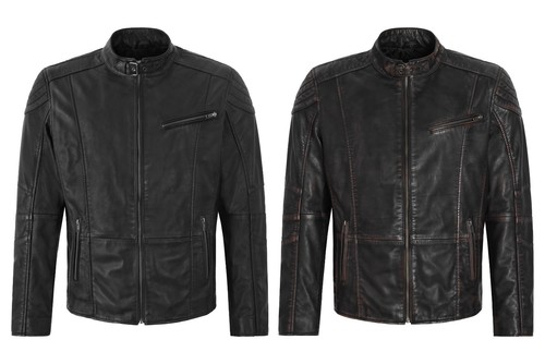 Men biker leather jacket - men's,
