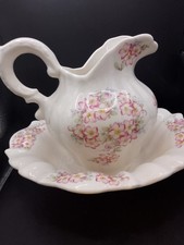 Pretty Vintage Crown  Pottery Staffordshire England  Jug And Wash Bowl Set