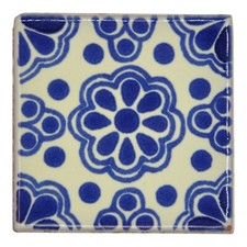 Katia - Handmade Mexican Ceramic Talavera Small 5cm Tile Ethically Sourced