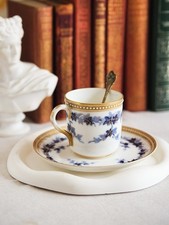 Antique Royal Worcester Jewelled Ivy Coffee Cup And Saucer Set 19th Porcelain