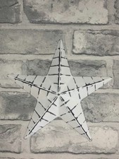White Metal Wall Hanging Barn Star In Distressed White  Paint Finish