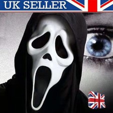 Scream Ghost Face Mask With Hood Halloween Horror Fun Fancy Dress Scream Killer