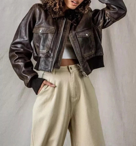Womens real leather - leather, bomber