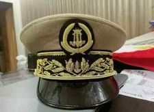 French Merchant Navy Visor Cap Reproduction High Quality Hand Embroidered Khaki