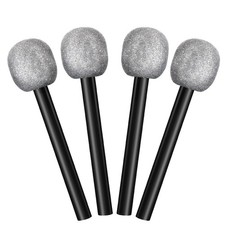 4 Pcs Glitter Microphone Props for Halloween Cosplay and Disco Parties