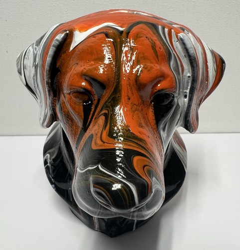 Acrylic painted dog bust - painted,