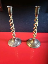 pair of barley twist brass candlesticks 12  inches tall