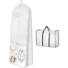 72" Wedding Dress Garment Bag 10'' Gusseted Dress Bags for Gowns Long 4 Pockets