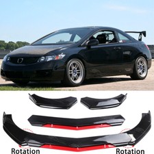 Black Red Front Bumper Lip Spoiler Splitter For Honda Civic FN2 Type R 2006-2023