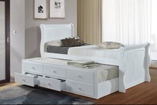 Captain Bed Featuring Trundle Bed & 3 Drawers Finished In White