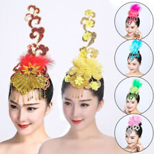 1pc Dance Classical Head Flower Feather Headdress Show Stage Performance Costume