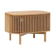 Oak Corner TV Unit Linea Slatted Media Cabinet Stand Modern Scandinavian