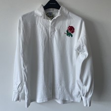 Vintage BUKTA England Rugby Shirt 42” Chest WHITE WITH ENGLISH ROSE MOTIF VGC!!