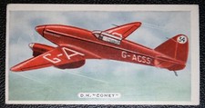 De Havilland DH88 COMET  Monoplane Racer  Vintage 1935 Card  DE26M