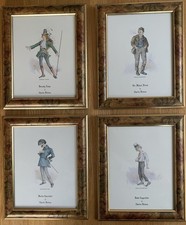 4 x Vintage Charles Dickens Character Pictures Framed Prints 23cm x 28.5cm