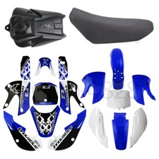 Blue Plastics Sticker Seat Tank For Kawasaki KLX110 KX65 Dirt Bike DRZ110 RM65