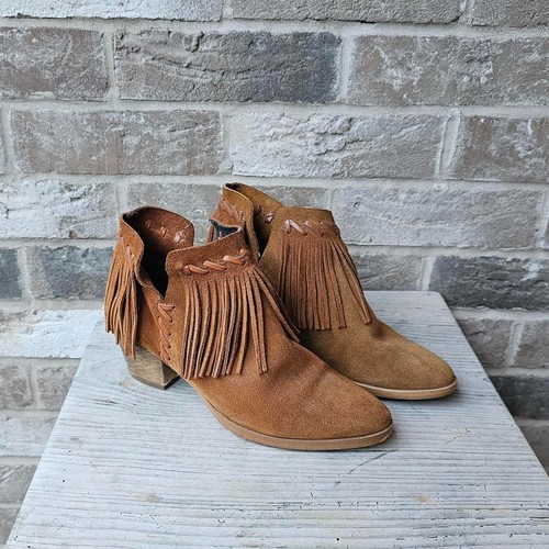 Brown suede fringe ankle - brown,