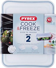 Pyrex Classic Rectangular Clear Storage Glass Dish with Lid Set of 2 Pieces