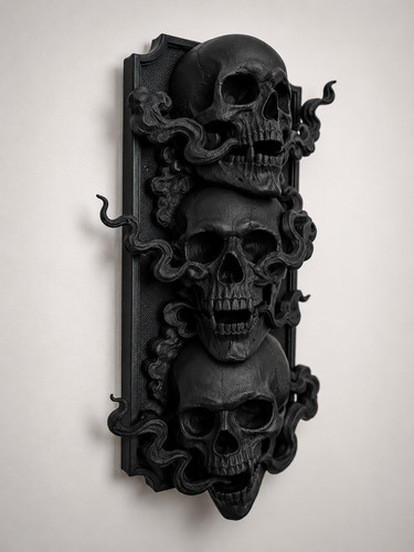 Triple skull wall sculpture - wall,