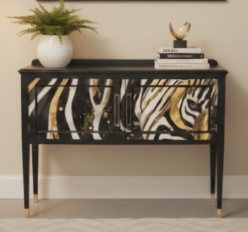 Upcycled black sideboard zebra - black,