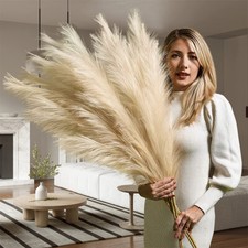 3/6x Artificial Pampas Grass Large Dried Flowers Bouquet Fluffy Tall Reed Bunch