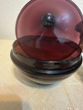 Vintage Cranberry Glass Lidded
