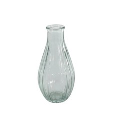 Small Glass Bud Stem Vase Bottle Ribbed Vintage Clear - Wedding Event Table