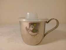 Christening Feeder Cup,  Silver Plated Beaker with Little Duck Design