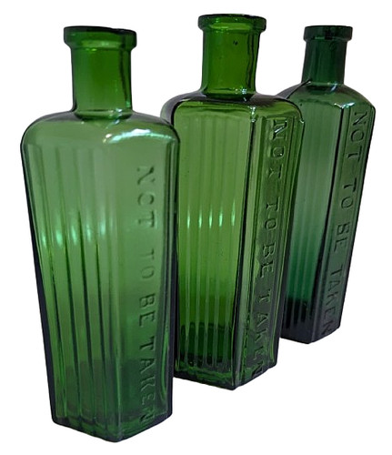 Vintage green glass poison - glass,