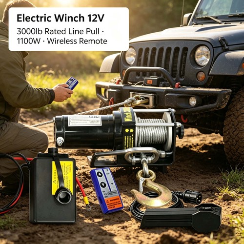 3000lbs electric winch steel - 3000lbs,
