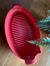 Emile Henry Fish Grill Dish, Red Enameled Ceramic, Made in France