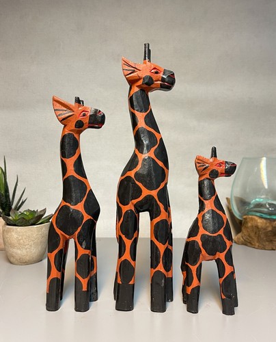 Wooden giraffe statues - giraffe,