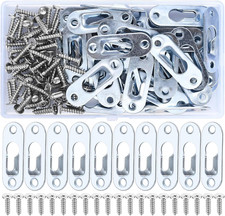 Qxayxa 40 Pcs Keyhole Hangers, Picture Hangers, Metal Keyhole Hanging Plates