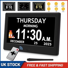 7inch Large Dementia Clock Digital Calendar Day Clocks LCD Alarm Clock Wall/Desk
