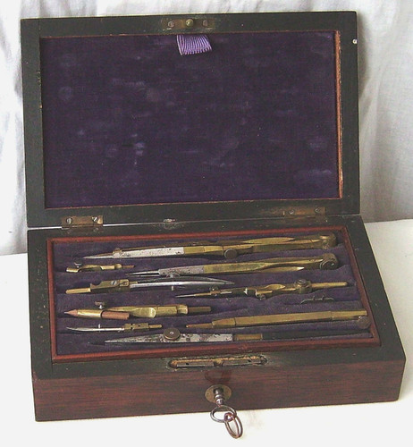 Drawing set rosewood - drawing, box