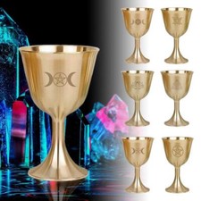 Three-phase Moon Pentagram Goblet Witchcraft Gold-plated Astrology✨. Brass  T5Q4
