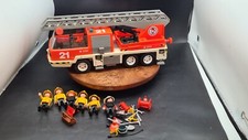 Vintage Playmobil City Emergency ~ HOOK & LADDER FIRE Engine + Men Geobra 1981