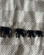 4x Carved Ebony Elephant figurines (two of the figures have lost both tusks)
