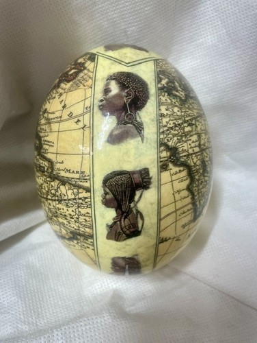 Decoupage ostrich egg african - decoupage,
