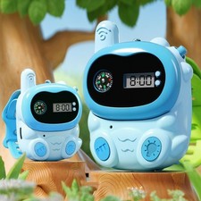 2PCS Kid Walkie Talkie Watch Rechargeable W/ Compass Light for Outdoor Toy Gift