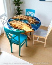 Round Epoxy Blue Resin Top