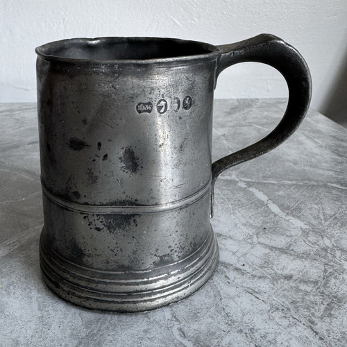 Antique pewter tankard 19th - antique,