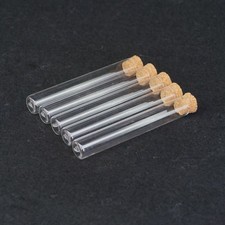 5pcs Clear Lab Glass Test Tube with Cork Stoppers Flat Bottom Tubes In Laborator