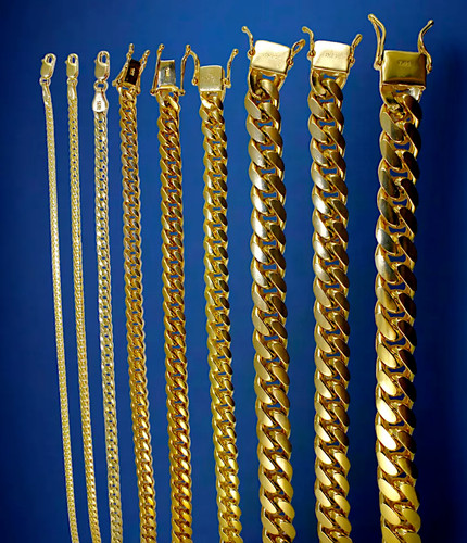 14k yellow gold solid miami - 14k,