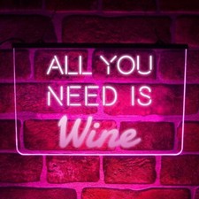 All You Need Is Wine | LED Neon Light Sign | Hanging Décor For Home Bar