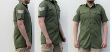 Vintage British army short sleeve service shirt fieldshirt green military cotton