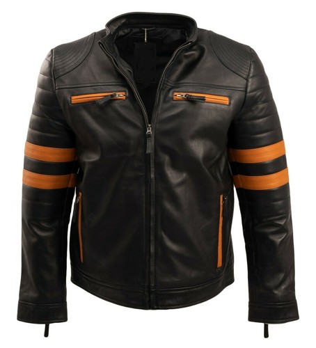 Men real leather black - men, biker