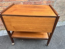 Rare Teak Afromosia Vintage Drinks-tea Trolly Drop Leaf Table Danish Style